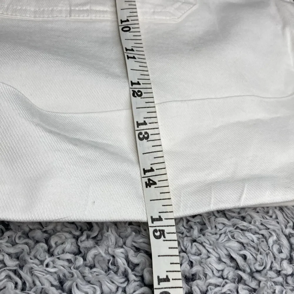 VERTIGO Paris 14 Nautical White Cuffed Vacation Chino Stretch Pleated Shorts